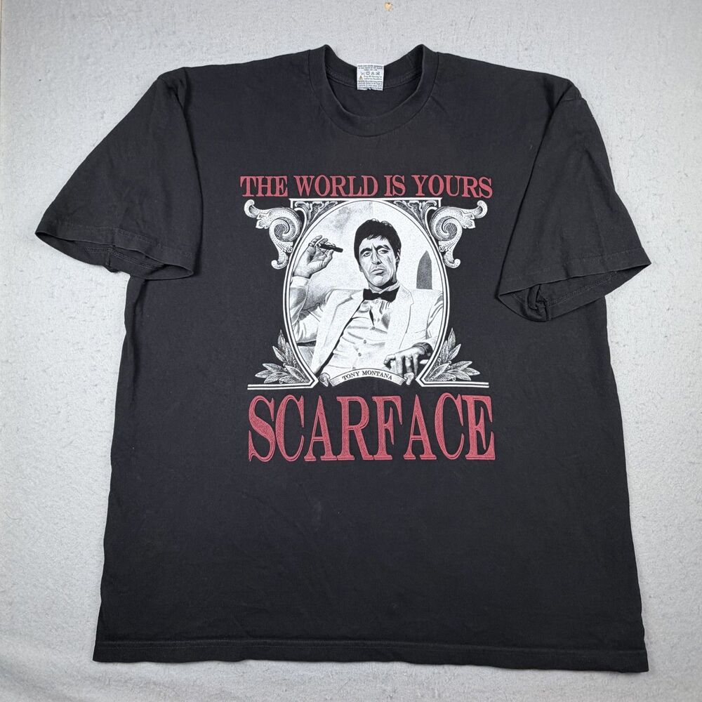 Scarface Men 3XL Super Heavy Black Shirt Graphic The World Is Yours Tony Montana